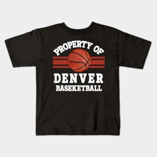 Proud Name Denver Graphic Property Vintage Basketball Kids T-Shirt